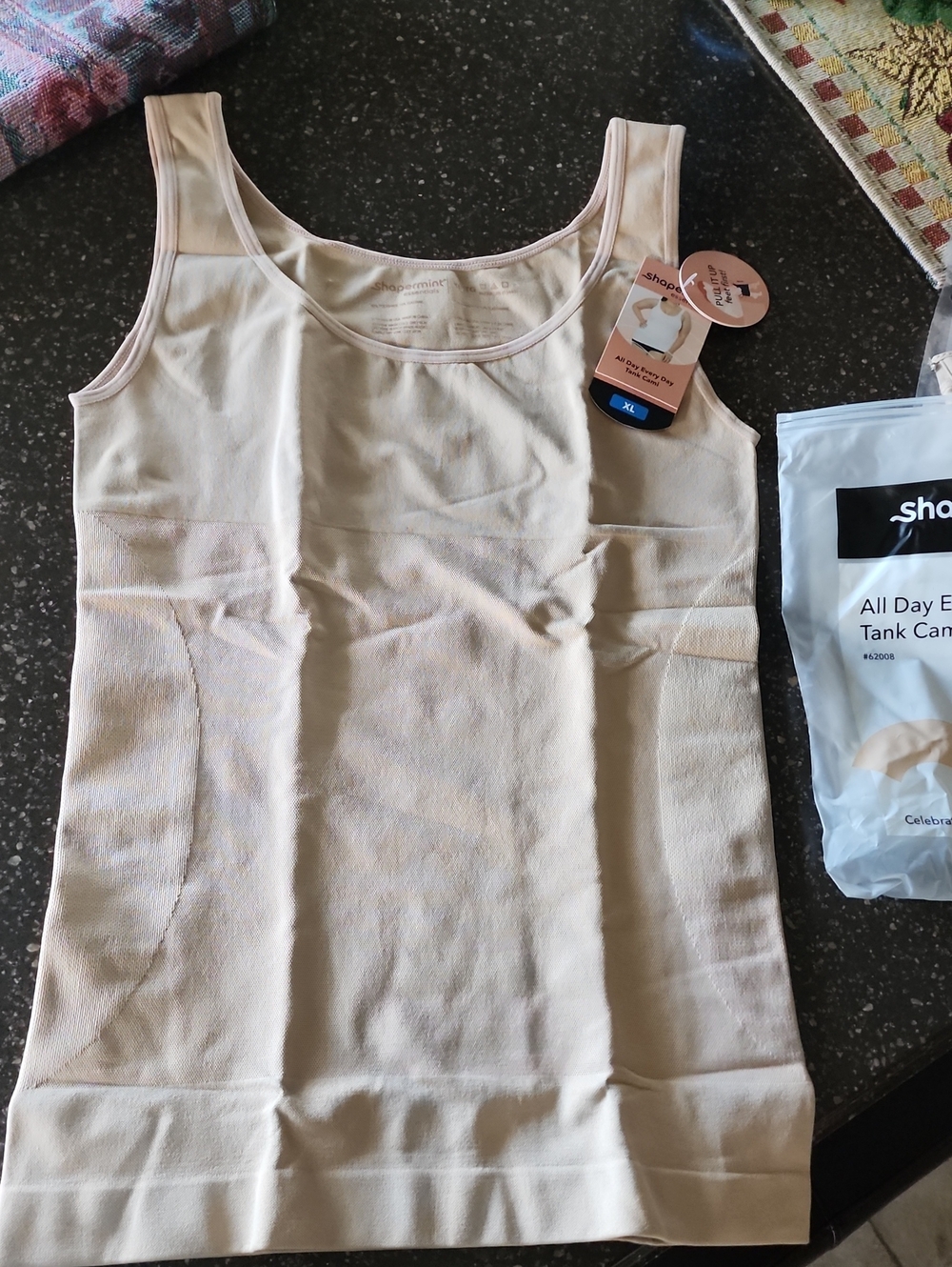 Shapermint Essentials, All Day Every Day Tank Cami, Beige, XL, NWT's